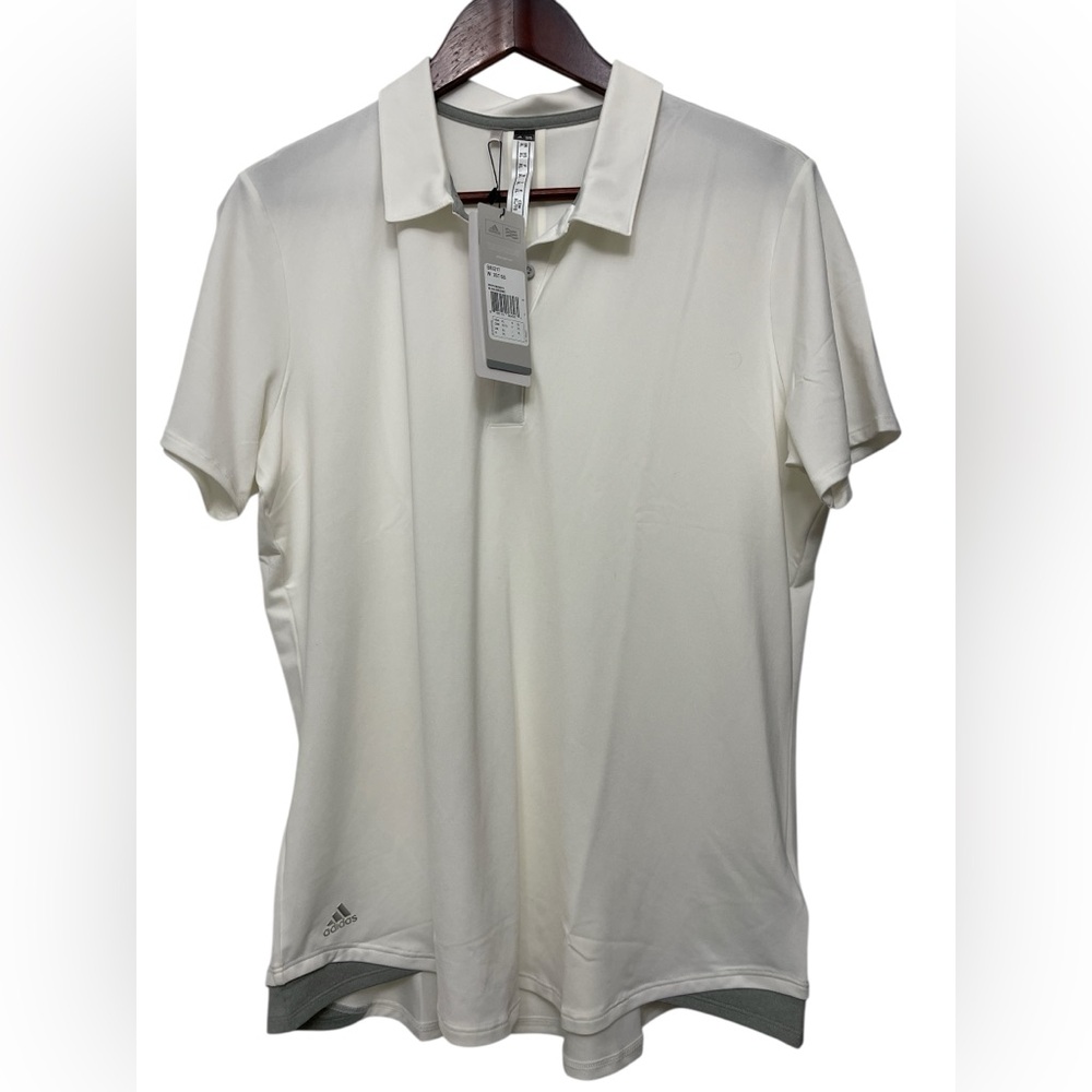 NWT Adidas Performance Lycra Golf Shirt in White/Grey